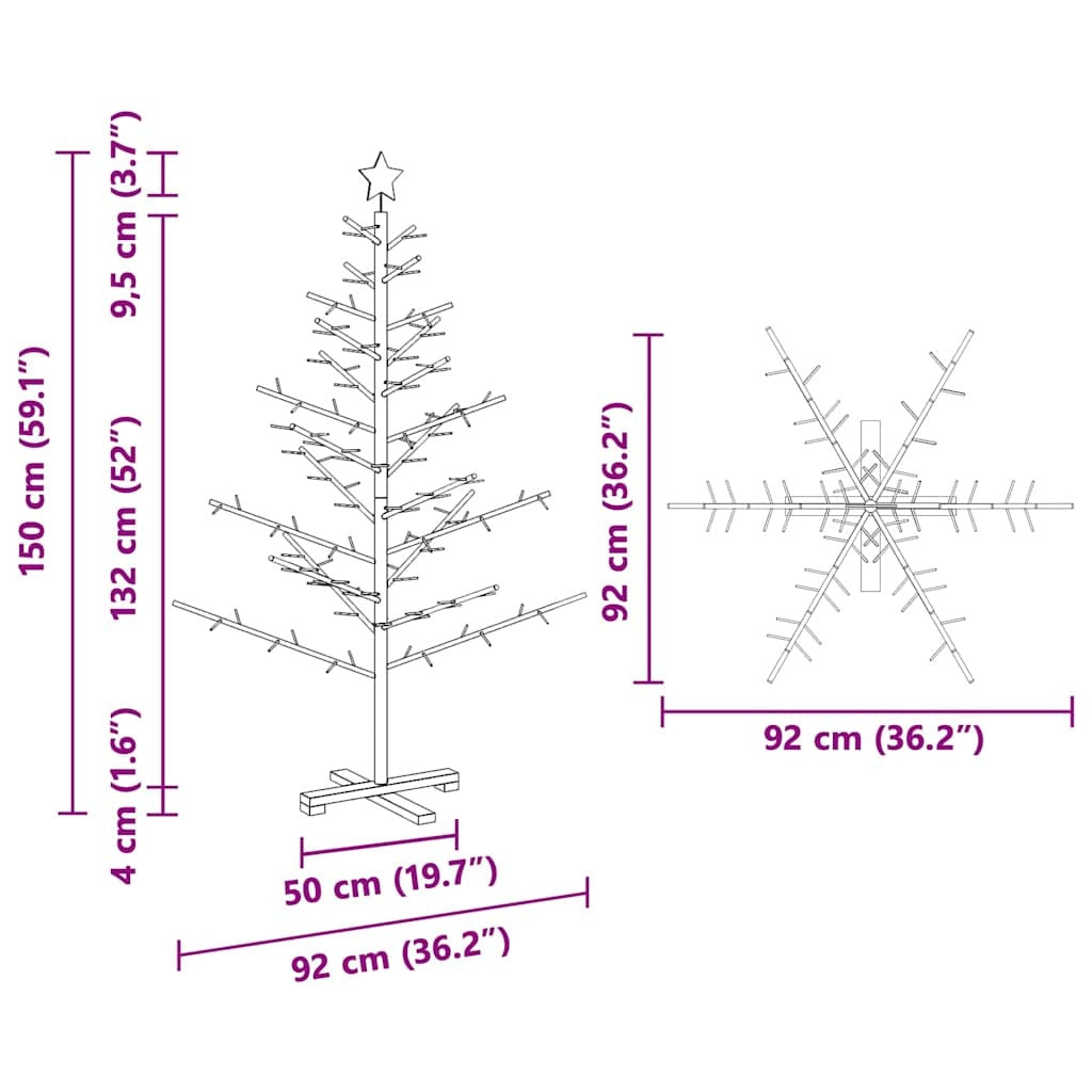 Wooden Christmas Tree KOTKA 150 cm Bamboo and solid pine wood
