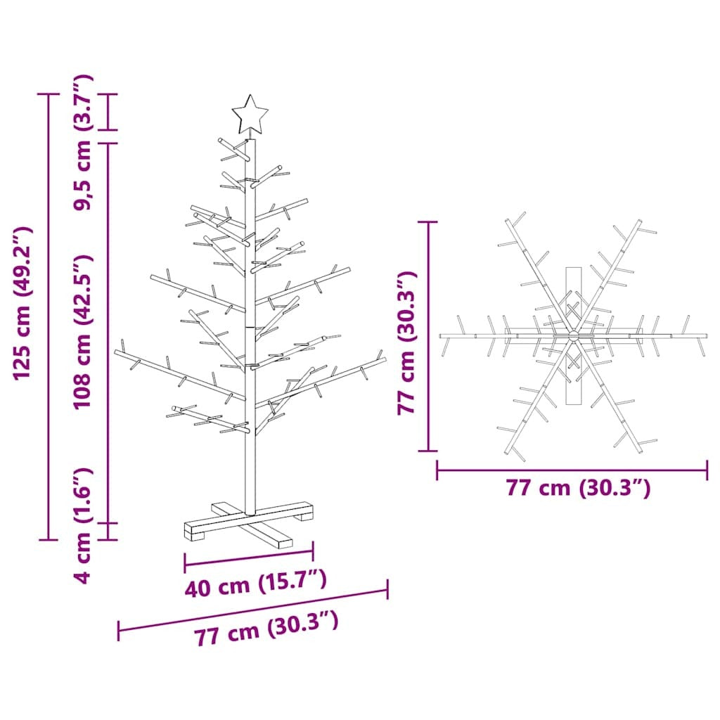 Wooden Christmas Tree KOTKA 125 cm Bamboo and solid pine wood