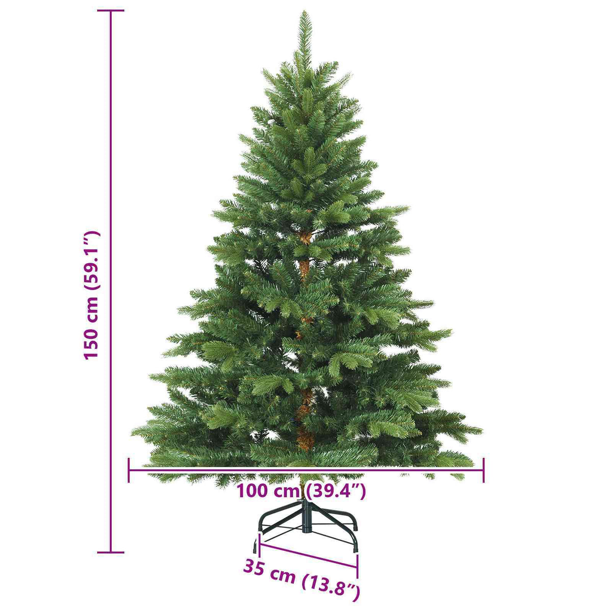 Artificial Hinged Christmas Tree Green 59.06 in PVC and PE
