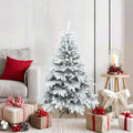 Artificial Hinged Christmas Tree Snow Flocked White and Green