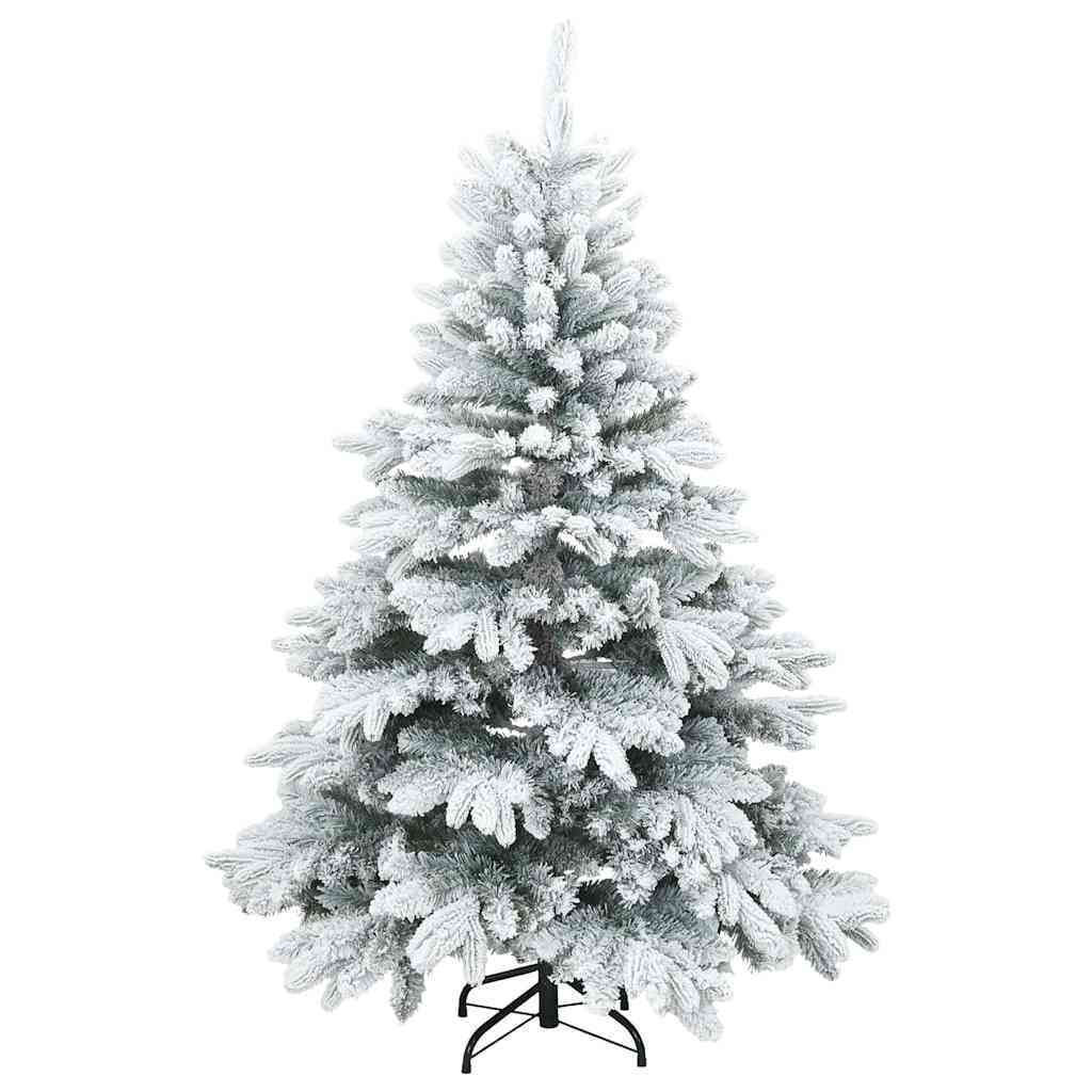 Artificial Hinged Christmas Tree Snow Flocked White and Green