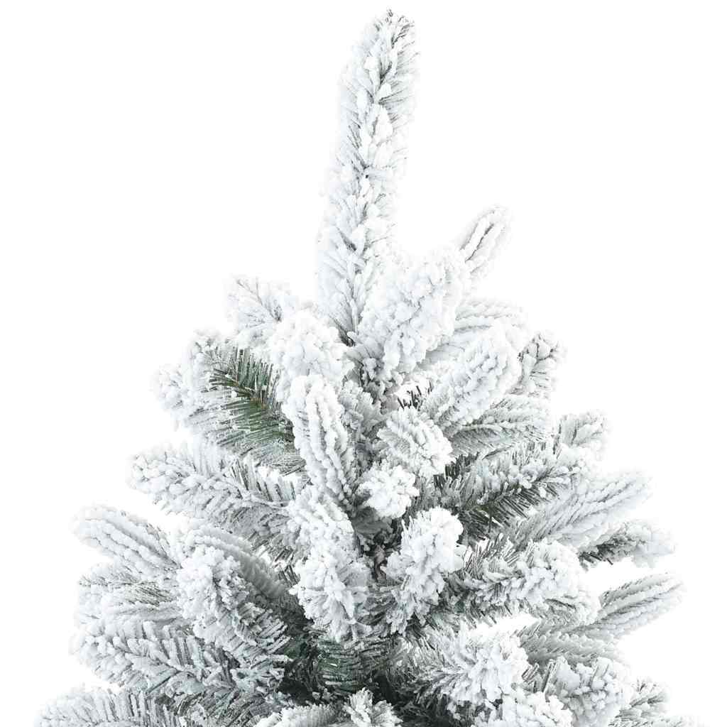 Artificial Hinged Christmas Tree Snow Flocked White and Green