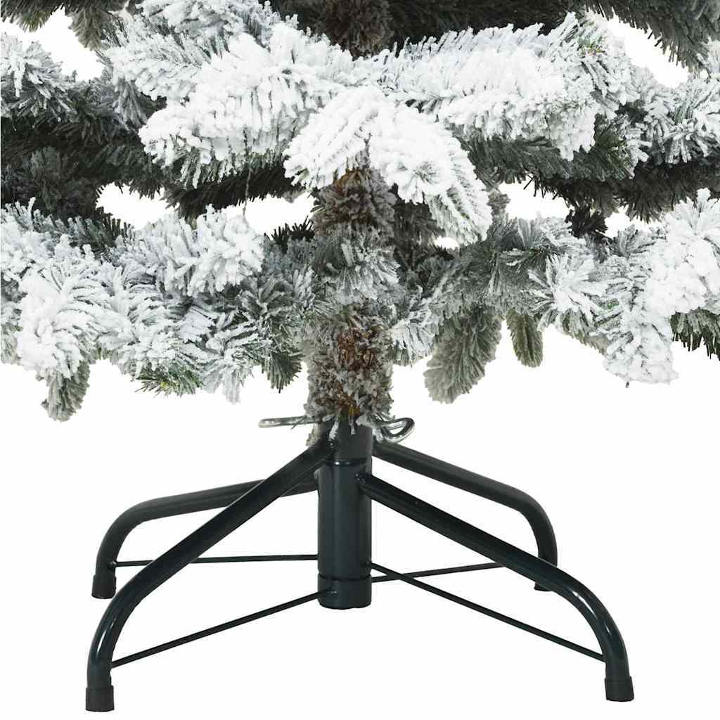 Artificial Hinged Christmas Tree Snow Flocked White and Green