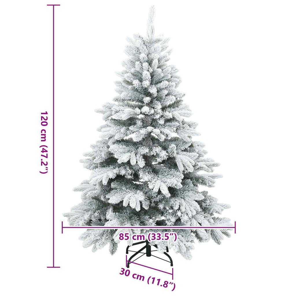 Artificial Hinged Christmas Tree Snow Flocked White and Green