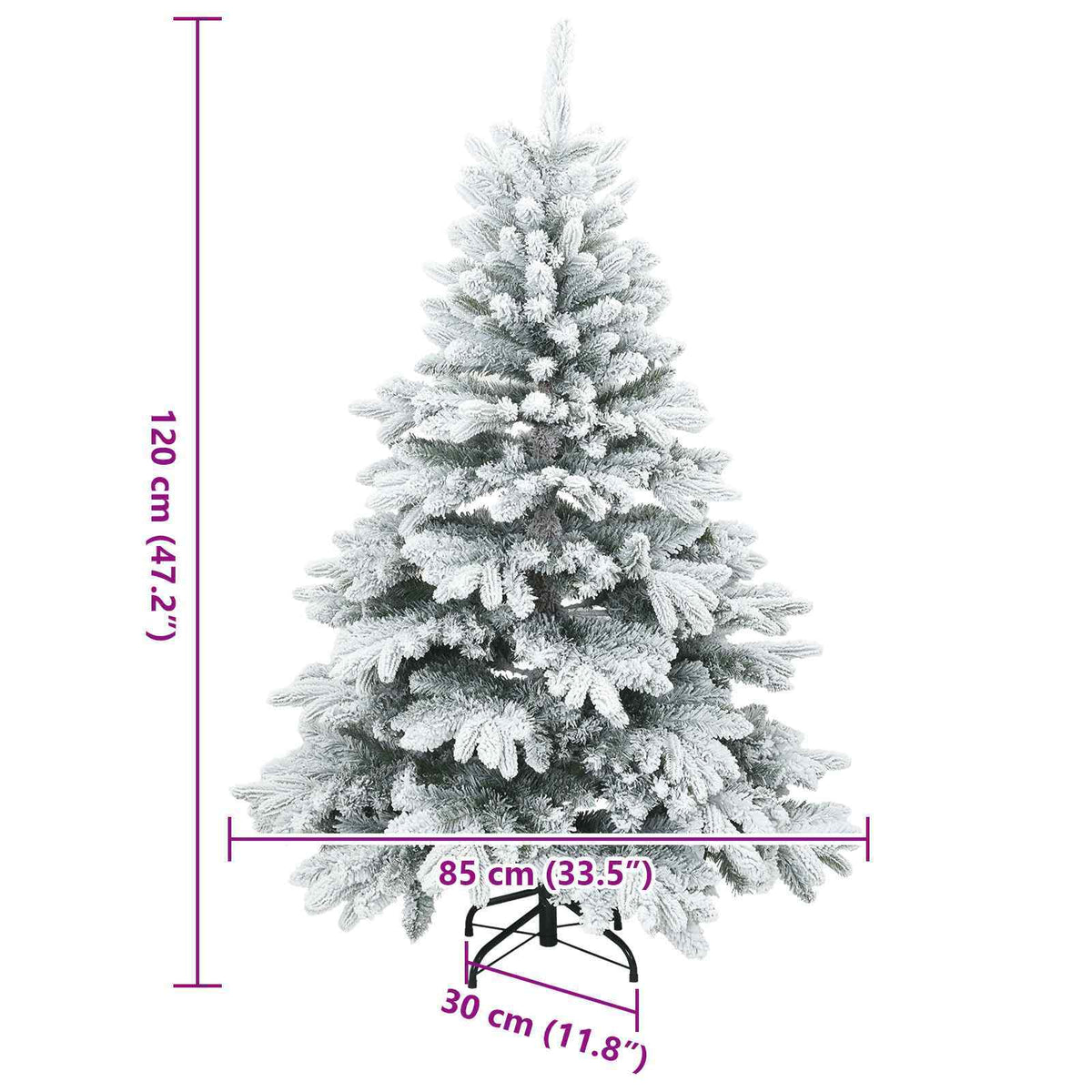 Artificial Hinged Christmas Tree Snow Flocked White and Green
