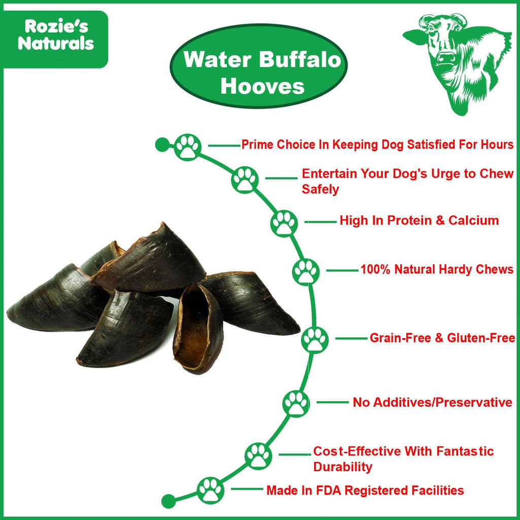 WATER BUFFALO HOOVES-100% Natural, High Protein, Long-Lasting, Grain-Free, Gluten-Free, Dog Dental Treat & Chews, 4 COUNT-10