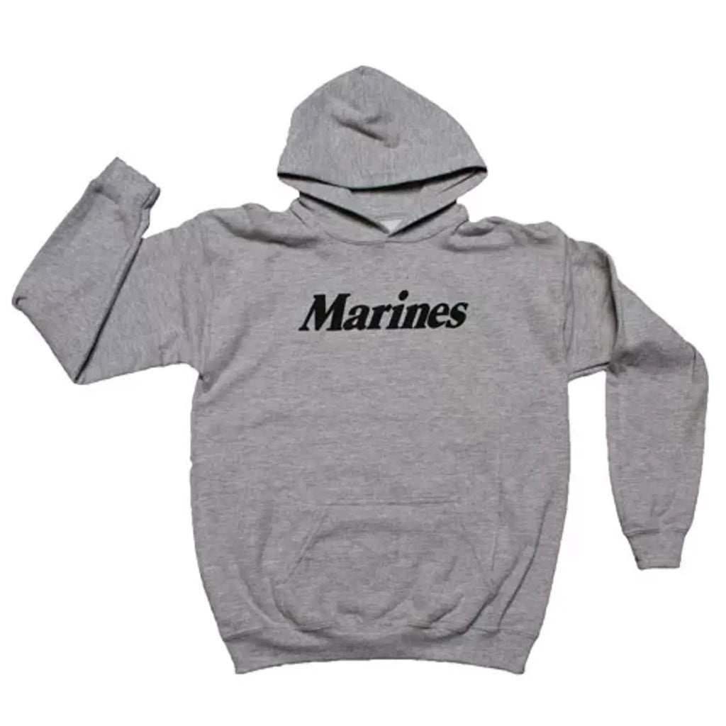Pullover/Hooded Grey Sweatshirt- Marines Small