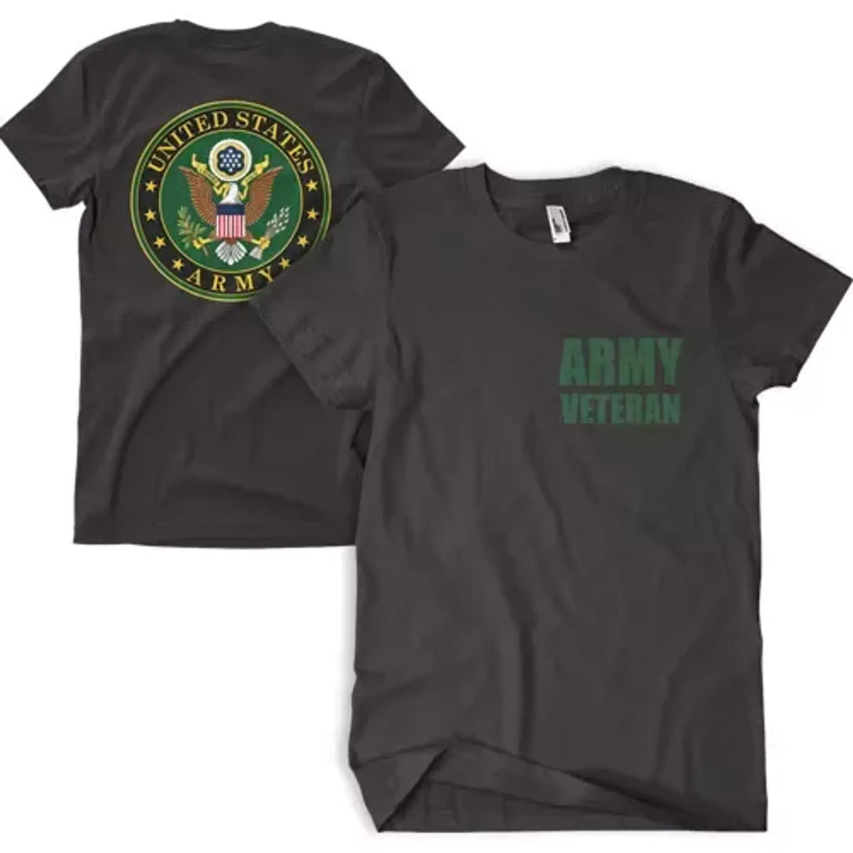 Army Veteran Men's T-Shirt Black 2-Sided - Small - Black, SMALL