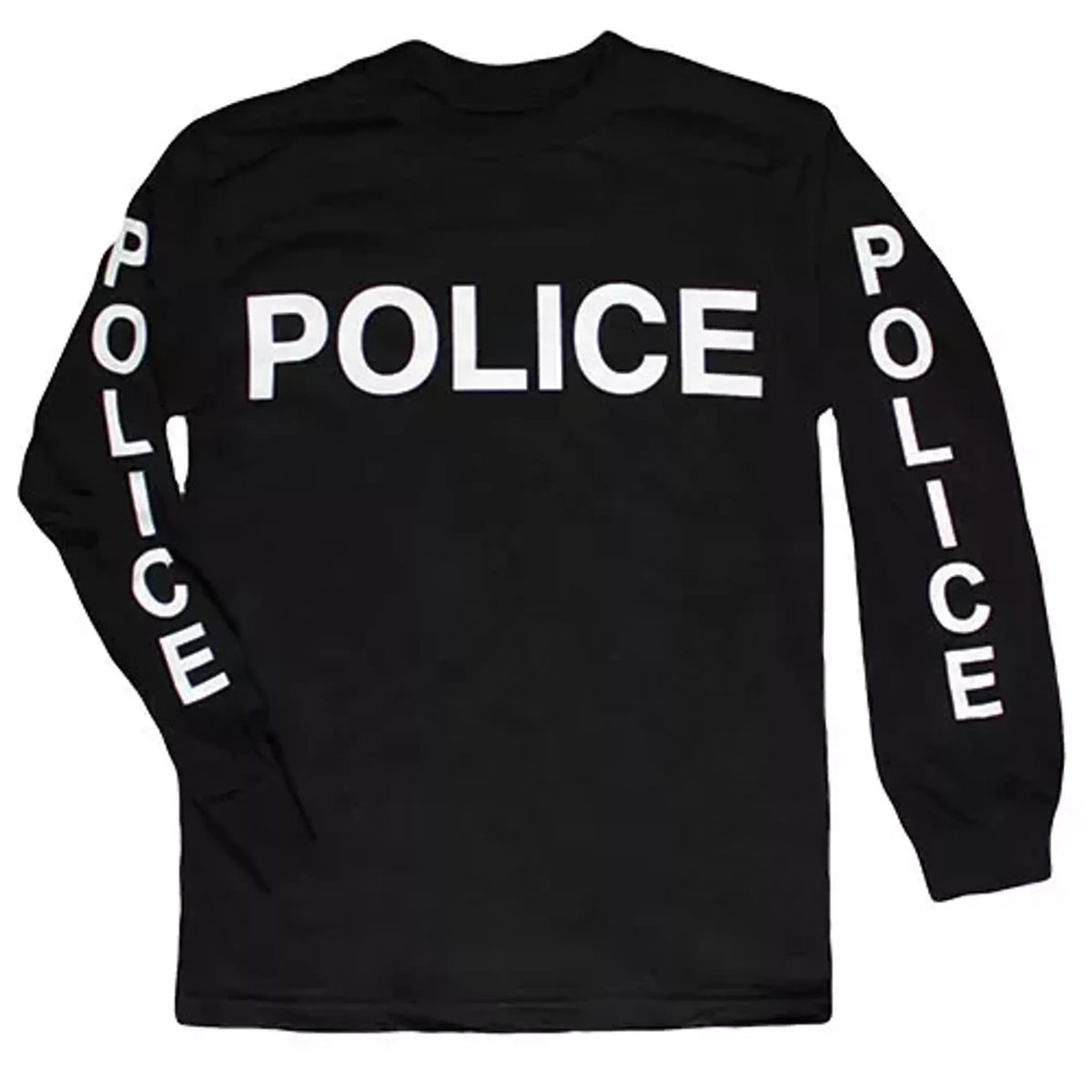 Police Long Sleeve T-Shirt Black With Sleeve Imprint - Small - Black, SMALL