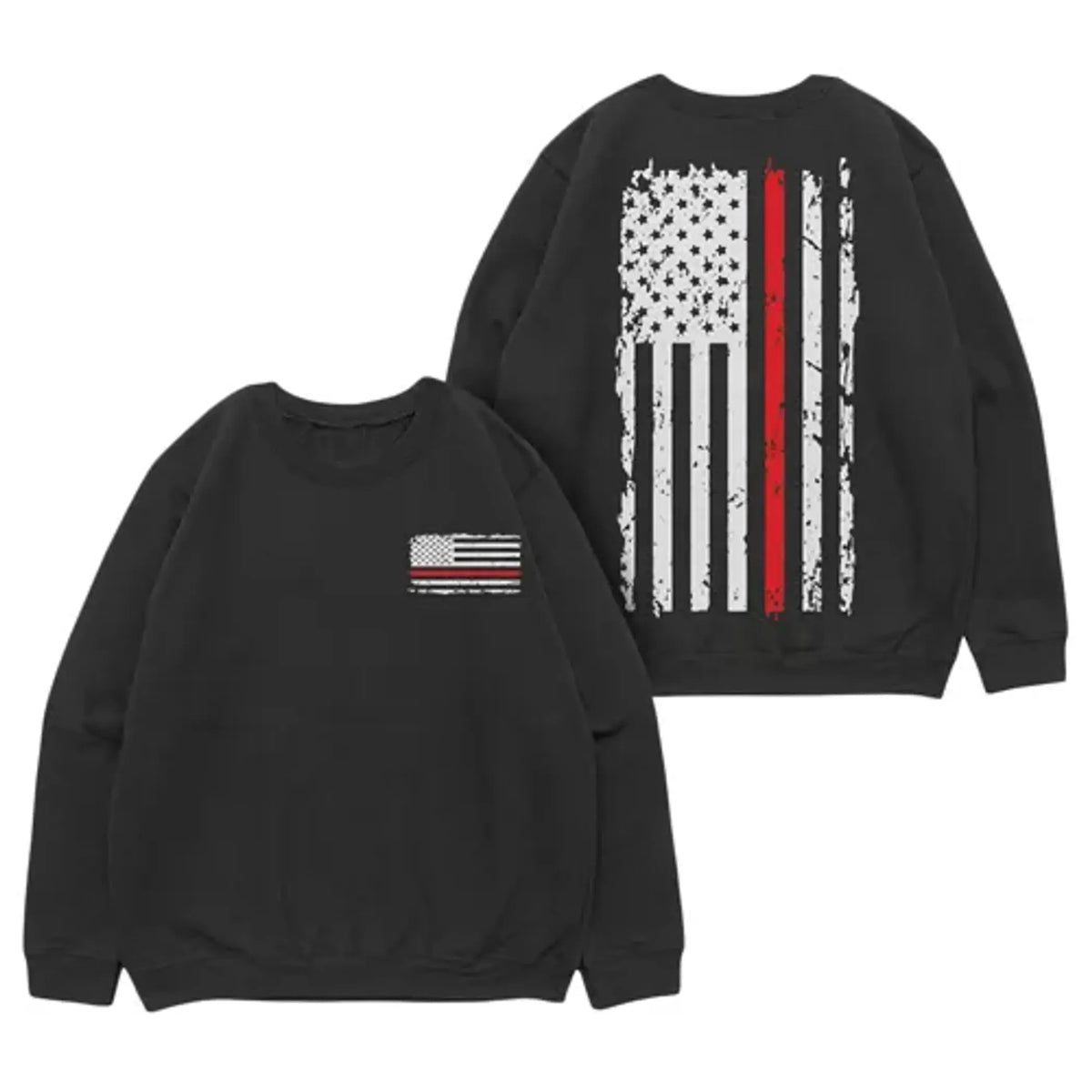 Vintage Red Line Crewneck Sweatshirt Black - Small - Black, SMALL