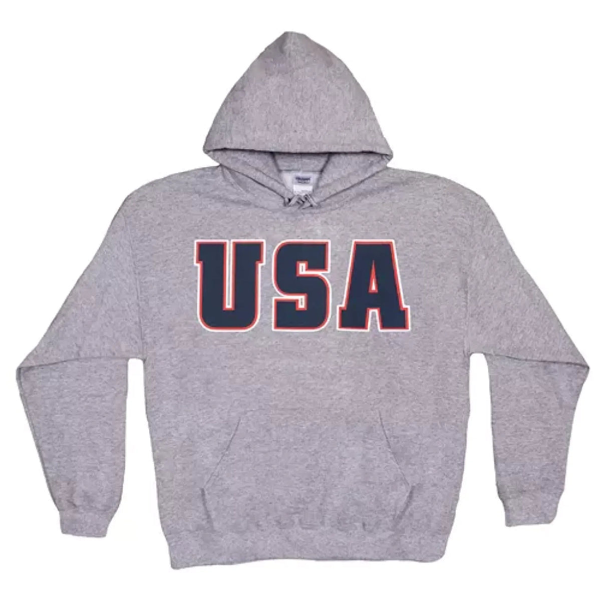 USA Flag Pullover/Hood Sweatshirt Grey - Large