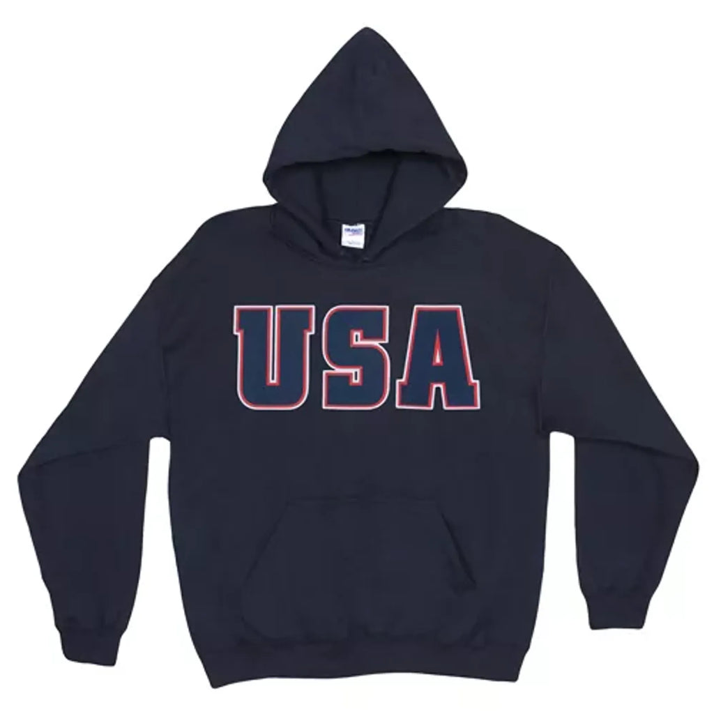 USA Flag Pullover/Hood Sweatshirt Navy - Large