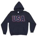 USA Flag Pullover/Hood Sweatshirt Navy - Large