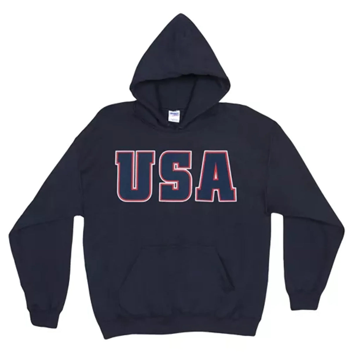 USA Flag Pullover/Hood Sweatshirt Navy - Large
