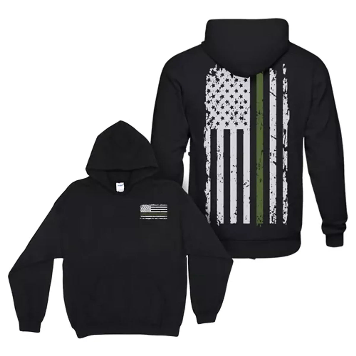 Pullover/Hooded Vintage Green Line Black - Small