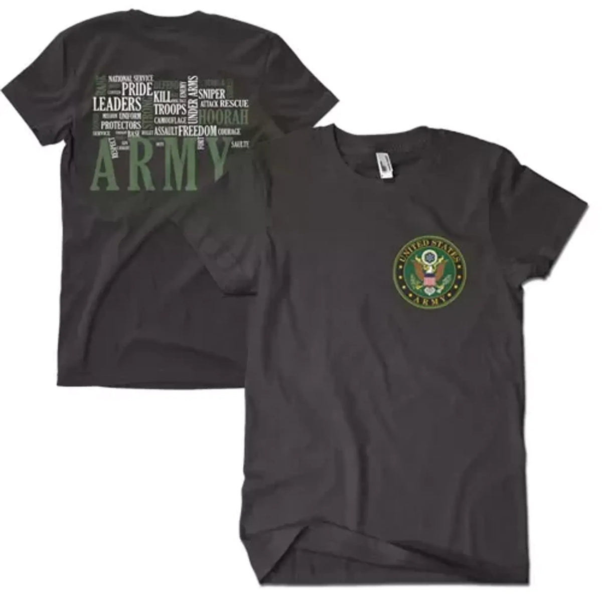 Army Words Men's T-Shirt Black 2-Sided - Small - Black, SMALL
