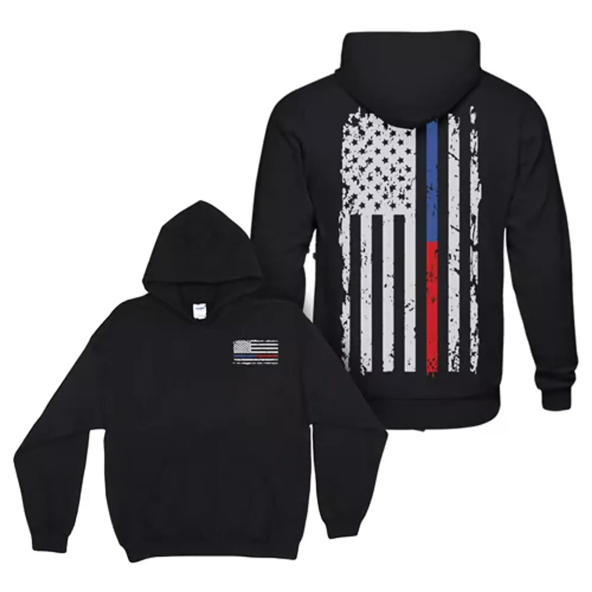 Pullover/Hooded Vintage Blue/Red Line Black - Small