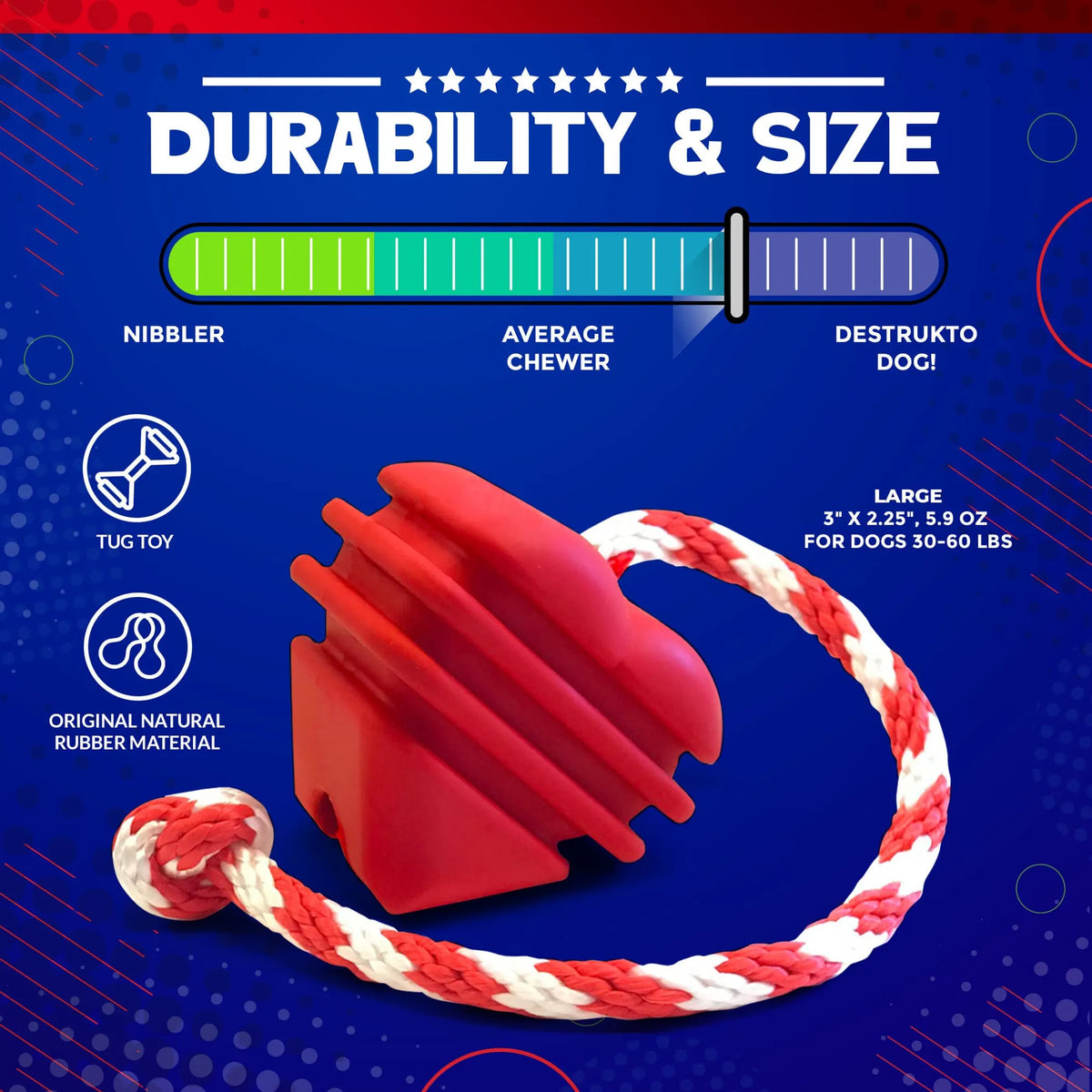Heart on a String Dog Toy - Durable Rubber Tug Toy for Large Dogs