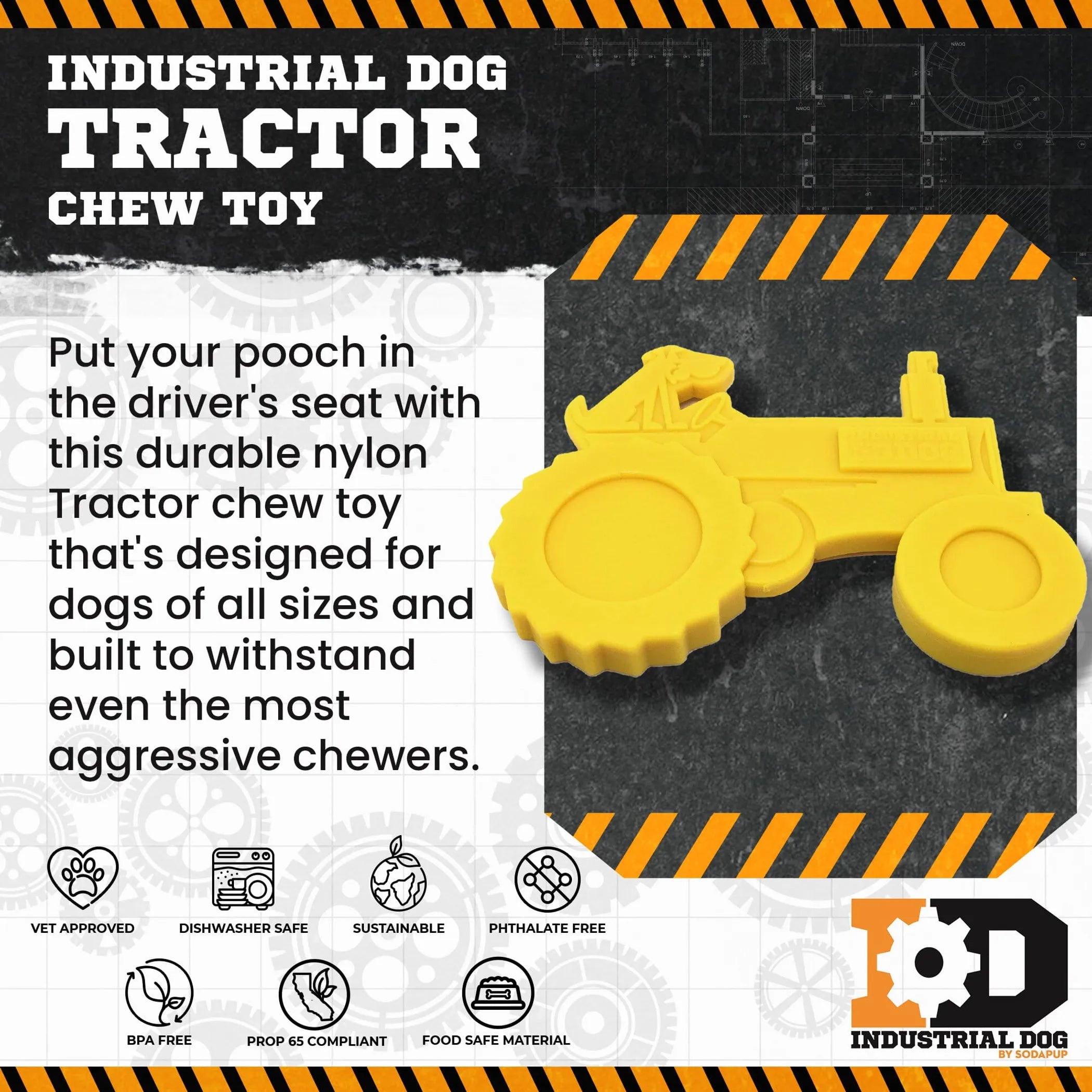 Tractor Nylon Dog Toy for Aggressive Chewers