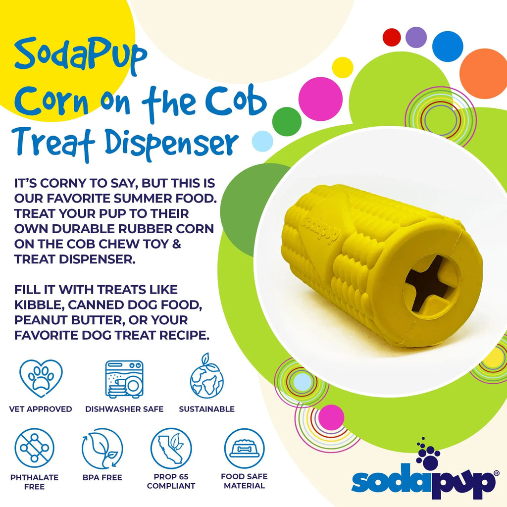 Corn on the Cob Dog Toy - Durable Rubber Treat Dispenser