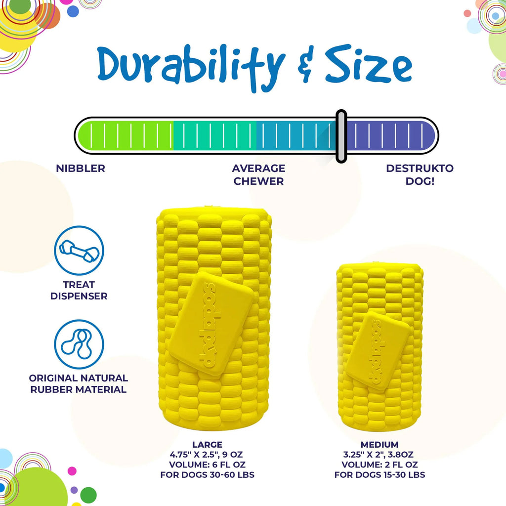Corn on the Cob Dog Toy - Durable Rubber Treat Dispenser