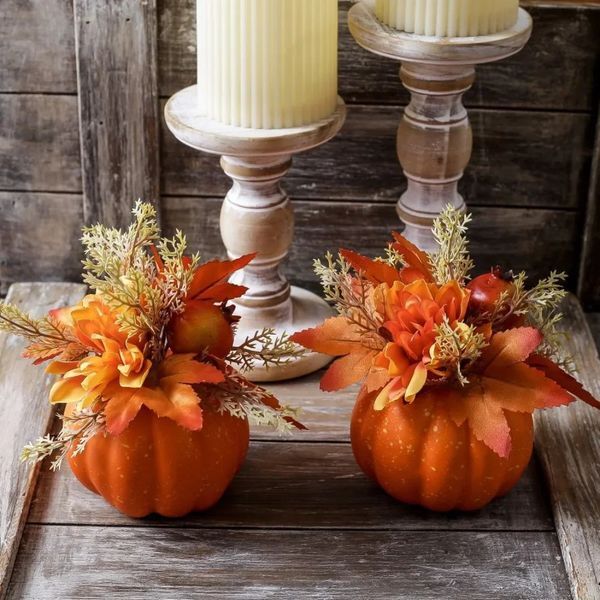 Artificial Pumpkin autumn herbst decoration Chrysanthemum Home Decor Thanksgiving Halloween Table Entryway Sideboard Figurines 251028