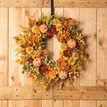 Color: As shown - 45x45cm Fall Autumn Harvest Pumpkin Berry Wreath Maple Leaves Flower Wreaths For Thanksgiving Festive Party Supplies 26Y0202