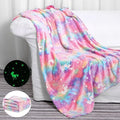 Size: 70x100cm - Blankets Glow in The Dark Blanket Unicorn for Girls Soft Kids Blankets for 1-12 Year Old Girl Birthday Christmas Thanksgiving Easter Gift 230320