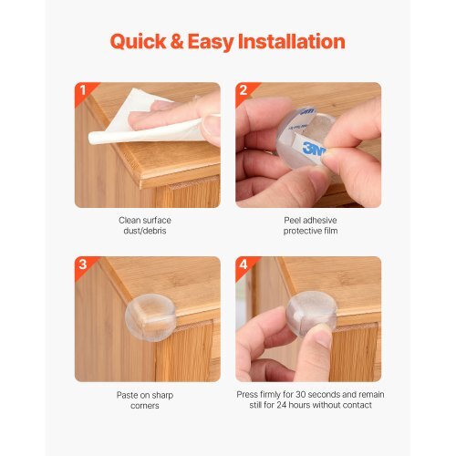 Corner Protectors Baby Proofing, 24 Pack, Clear & Transparent Table Corner Guards Covers for Baby Safety, 1.34-inch Depth, 0.28-inch Thickness, Strong Adhesive, Cushion for Furniture Sharp Edges