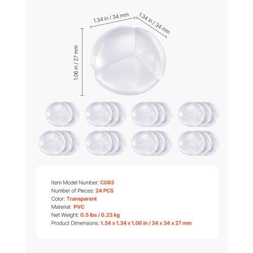 Corner Protectors Baby Proofing, 24 Pack, Clear & Transparent Table Corner Guards Covers for Baby Safety, 1.34-inch Depth, 0.28-inch Thickness, Strong Adhesive, Cushion for Furniture Sharp Edges