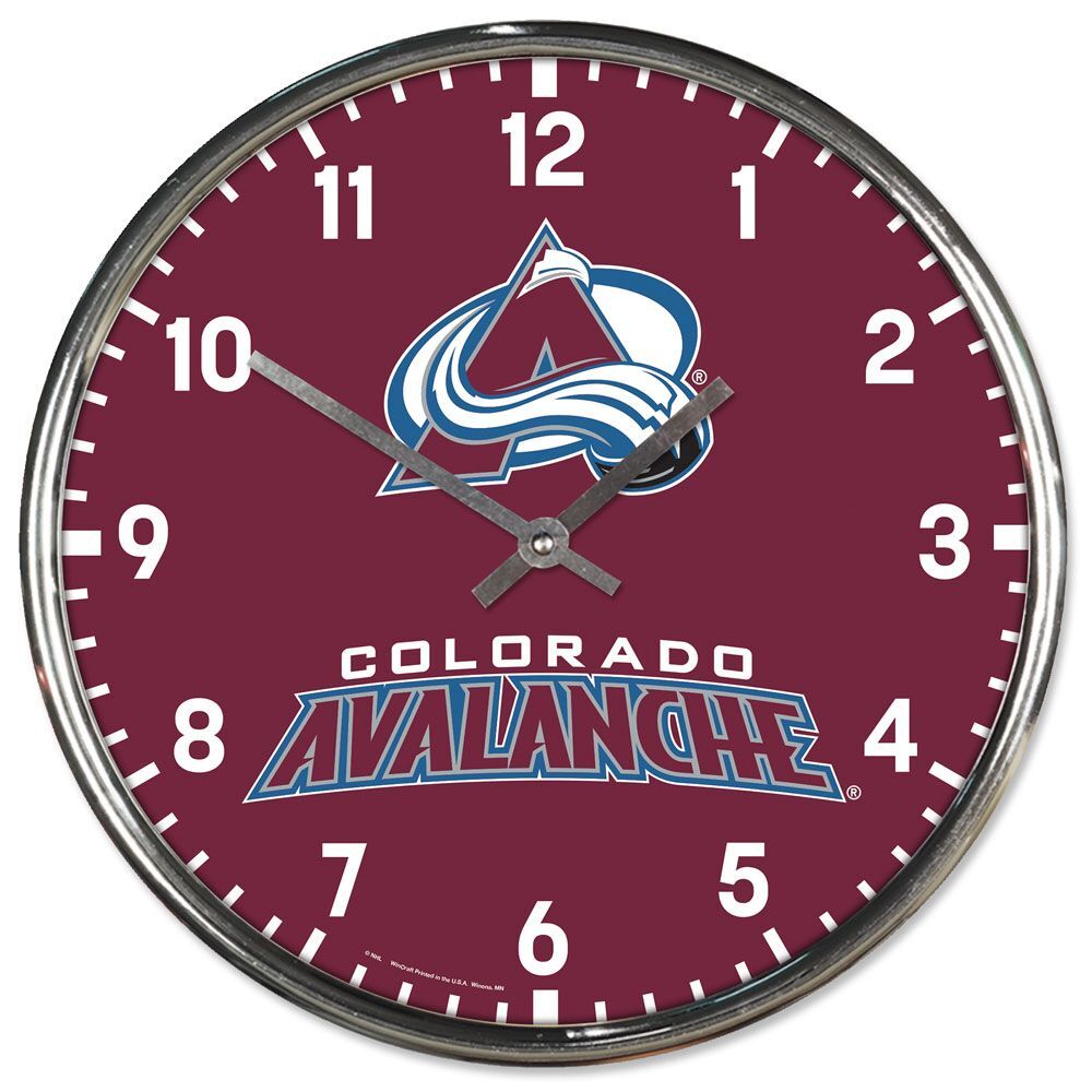 Colorado Avalanche Clock Round Wall Style Chrome