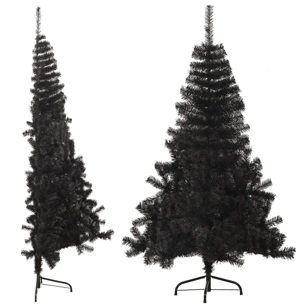 Artificial Half Christmas Tree with Stand Black 5 ft PVC