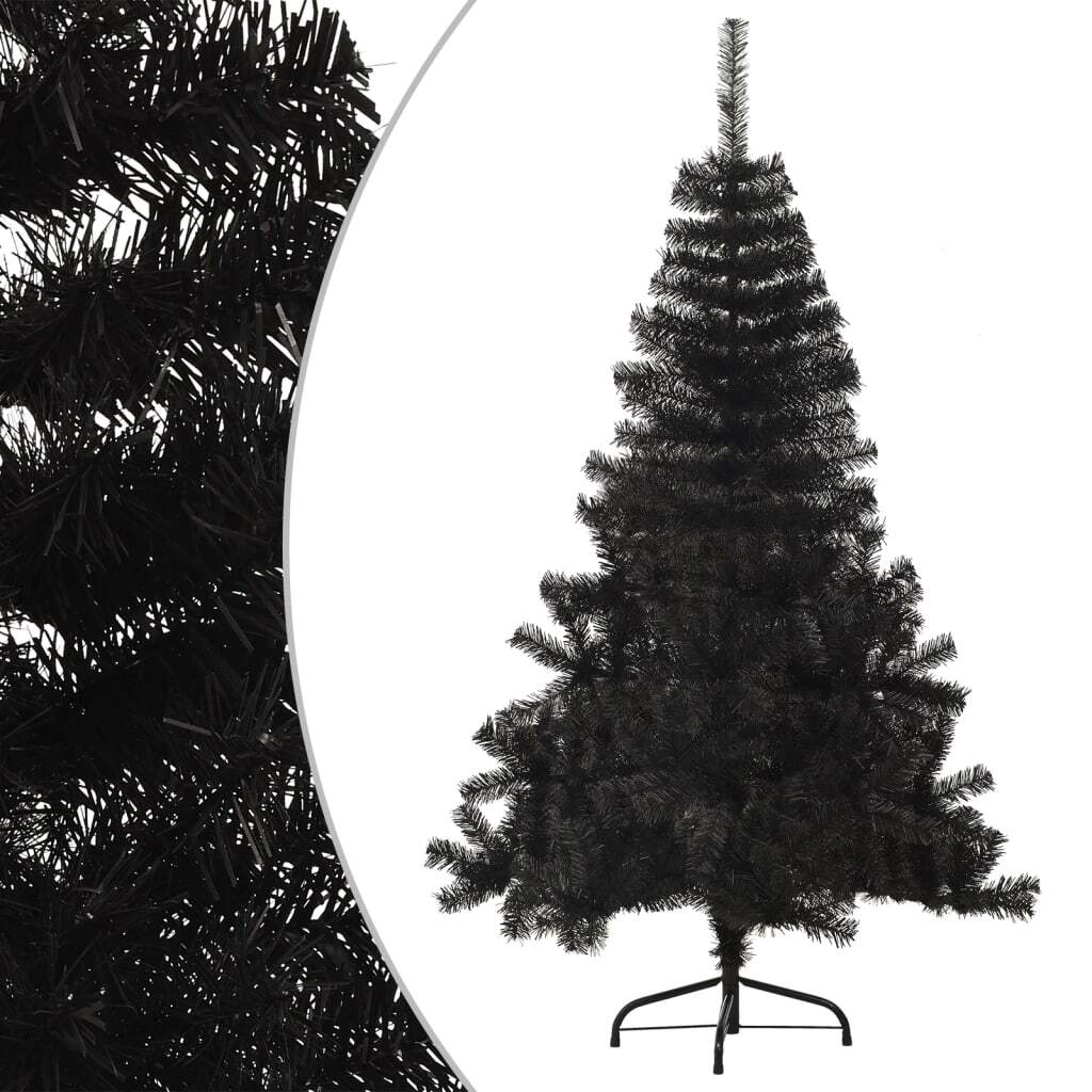 Artificial Half Christmas Tree with Stand Black 5 ft PVC