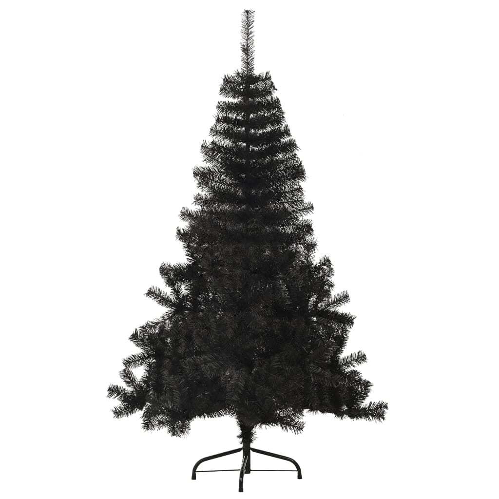 Artificial Half Christmas Tree with Stand Black 5 ft PVC