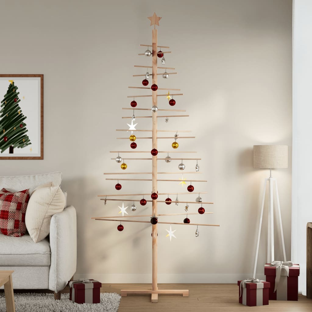 Wooden Christmas Tree for Decoration 82.7" Solid Wood Pine