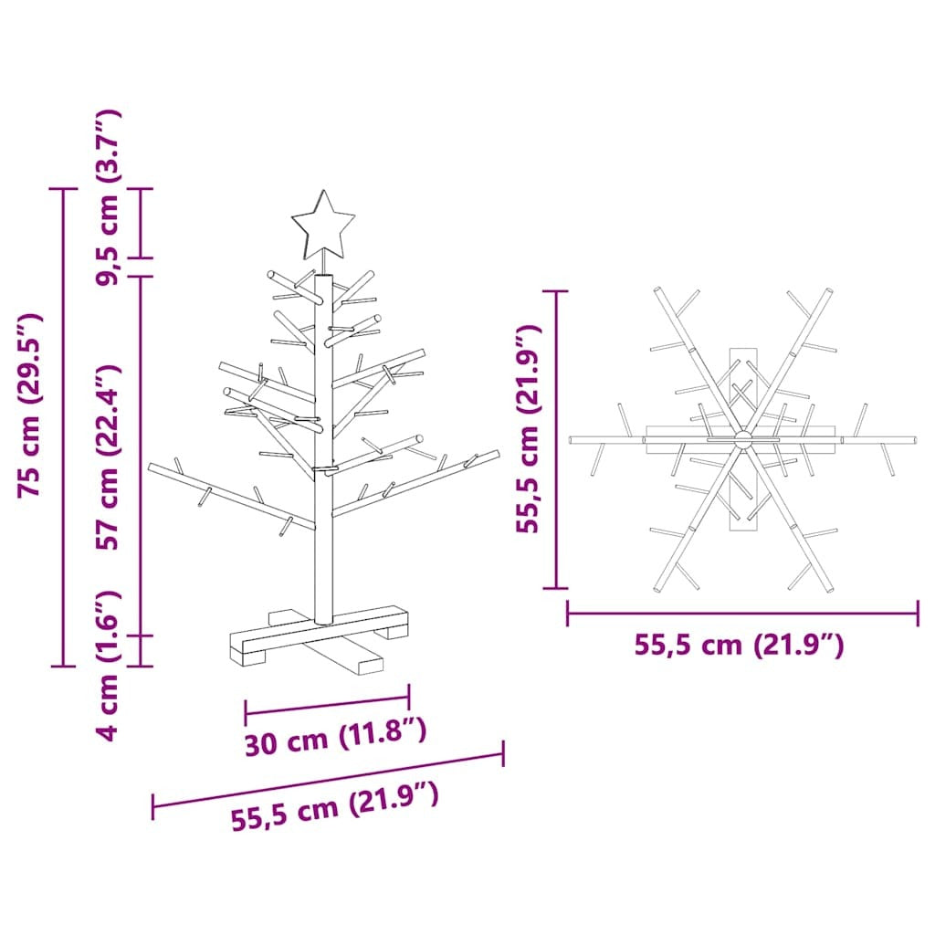 Wooden Christmas Tree KOTKA 75 cm Bamboo and solid pine wood