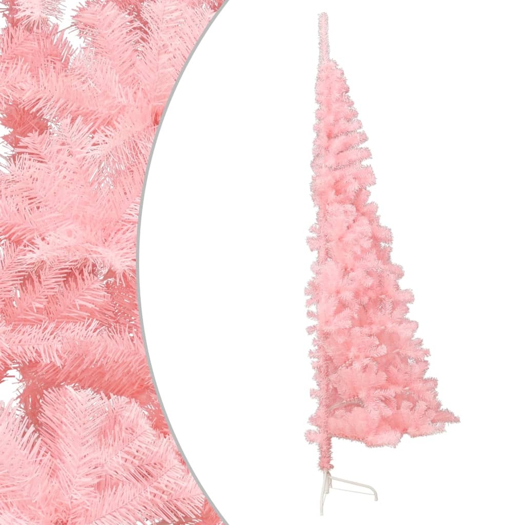 Artificial Half Christmas Tree with Stand Pink 4 ft PVC