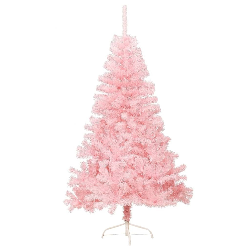 Artificial Half Christmas Tree with Stand Pink 4 ft PVC