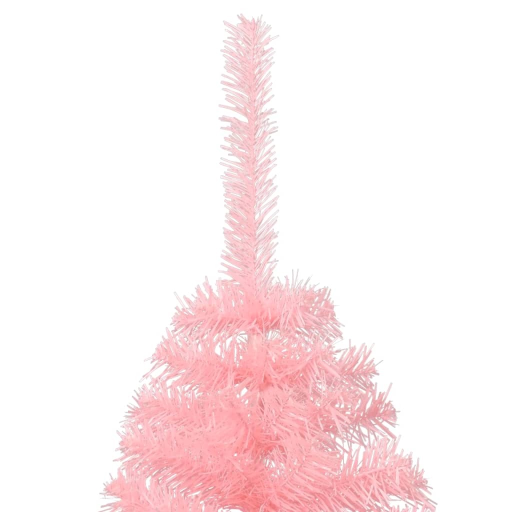 Artificial Half Christmas Tree with Stand Pink 4 ft PVC