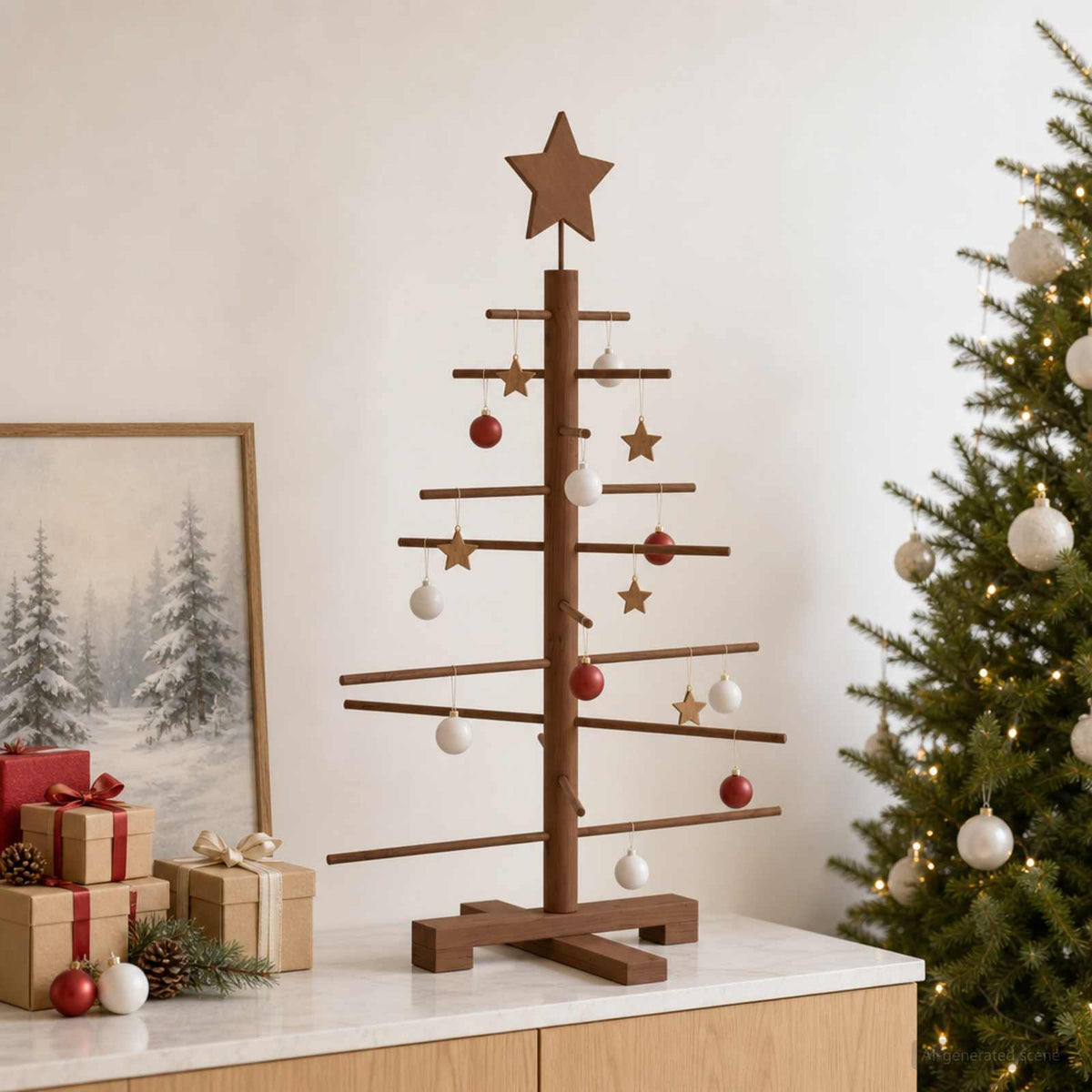 Wooden Christmas Tree KOTKA 75 cm Bamboo and solid pine wood