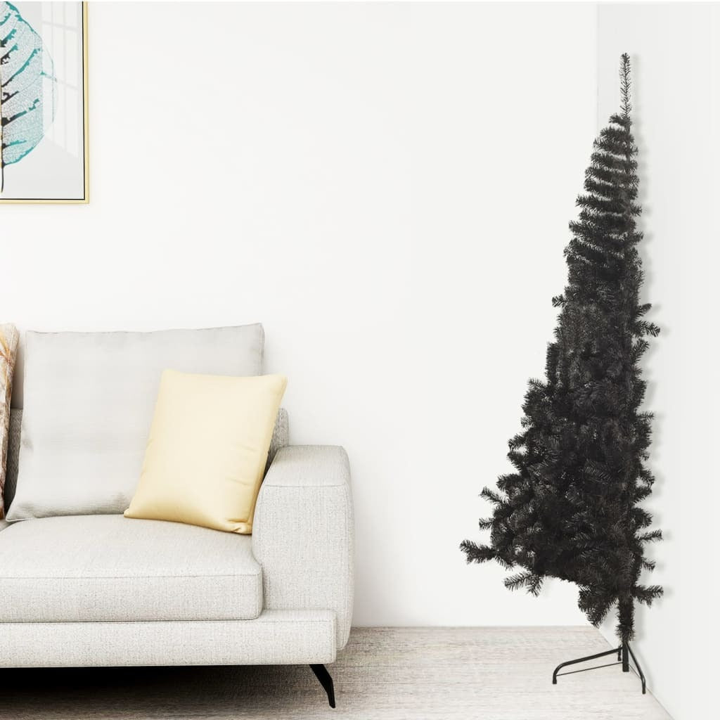 Artificial Half Christmas Tree with Stand Black 4 ft PVC
