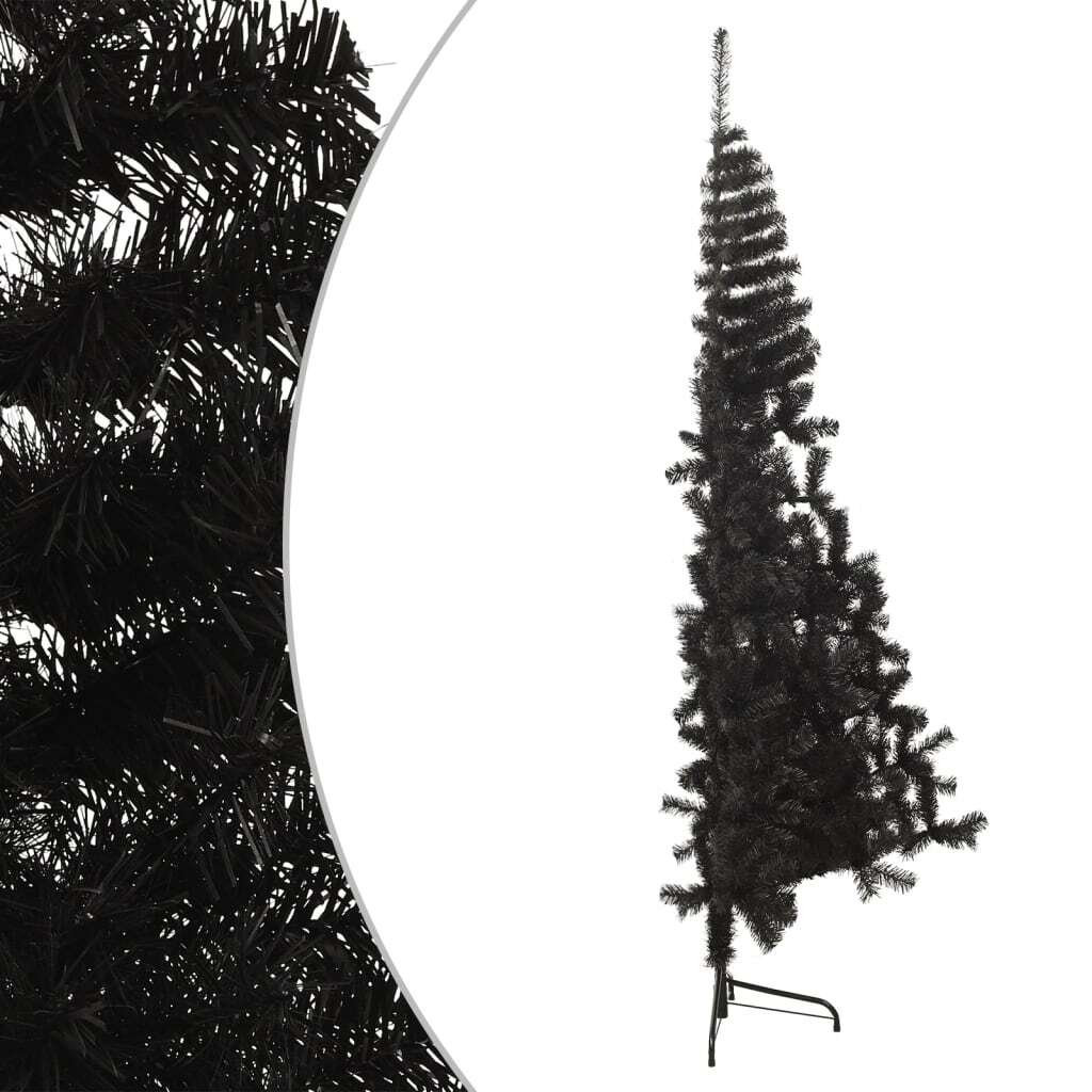 Artificial Half Christmas Tree with Stand Black 4 ft PVC