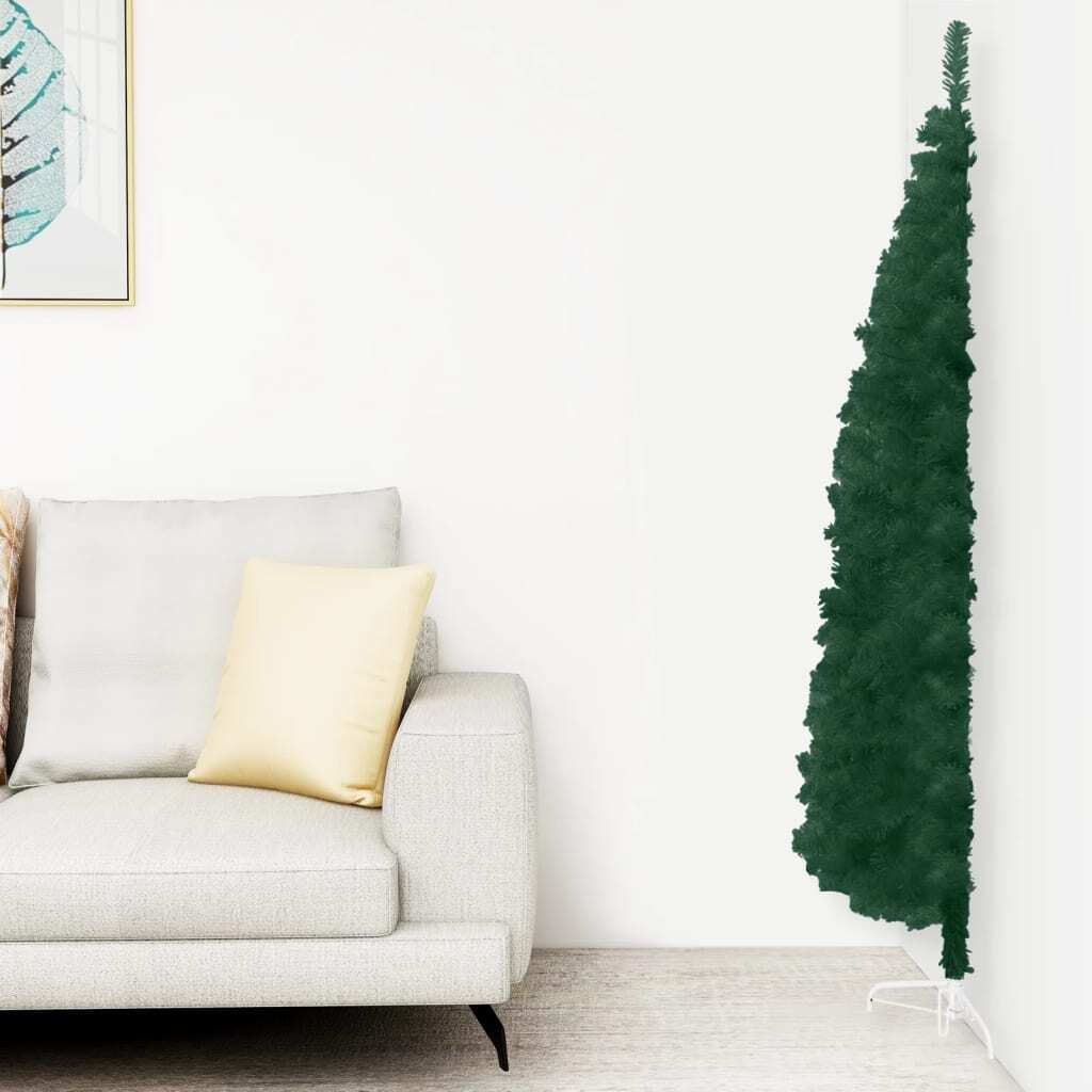 Slim Artificial Half Christmas Tree with Stand Green 5 ft