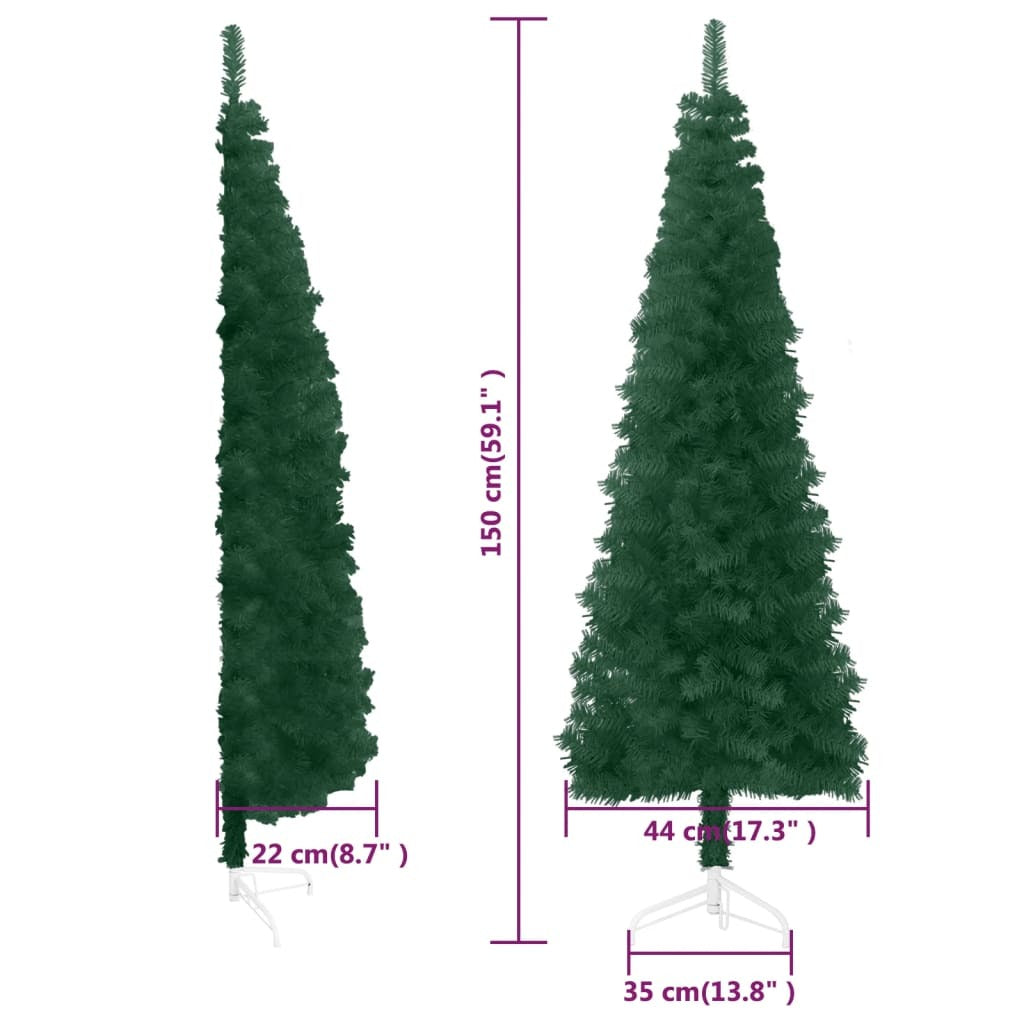 Slim Artificial Half Christmas Tree with Stand Green 5 ft