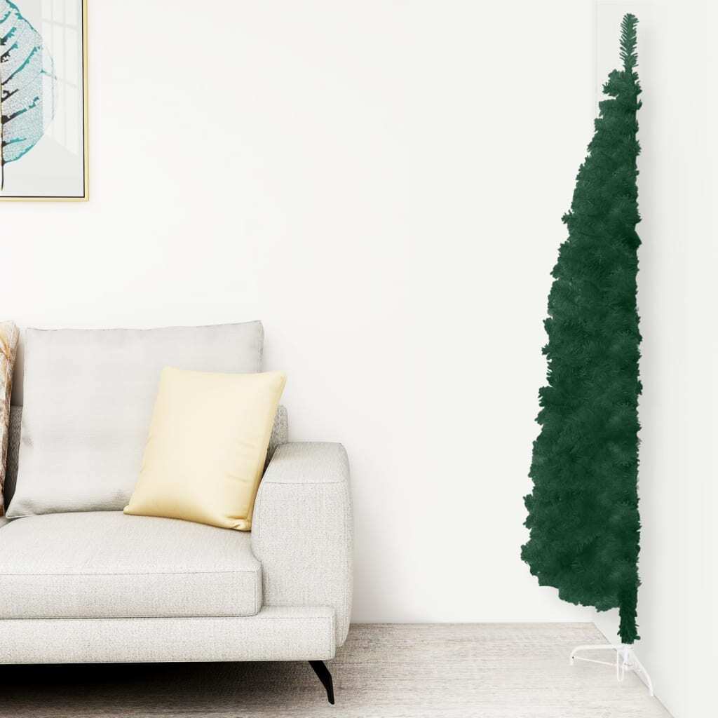 Slim Artificial Half Christmas Tree with Stand Green 6 ft