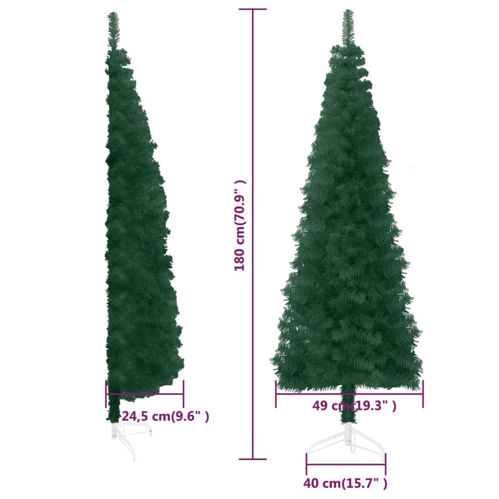 Slim Artificial Half Christmas Tree with Stand Green 6 ft