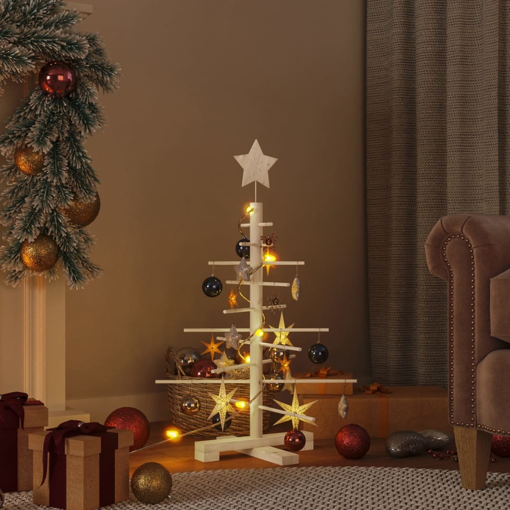 Wooden Christmas Tree for Decoration 29.5" Solid Wood Pine