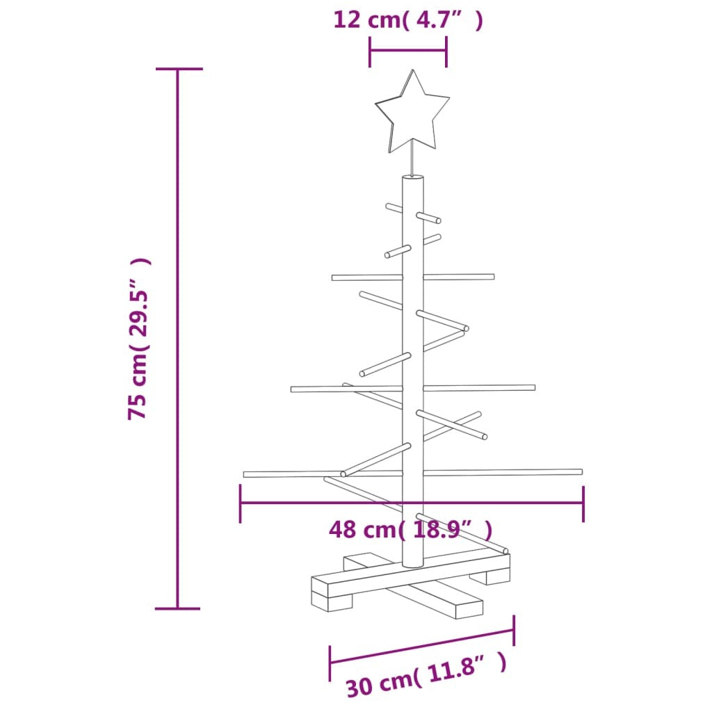 Wooden Christmas Tree for Decoration 29.5" Solid Wood Pine