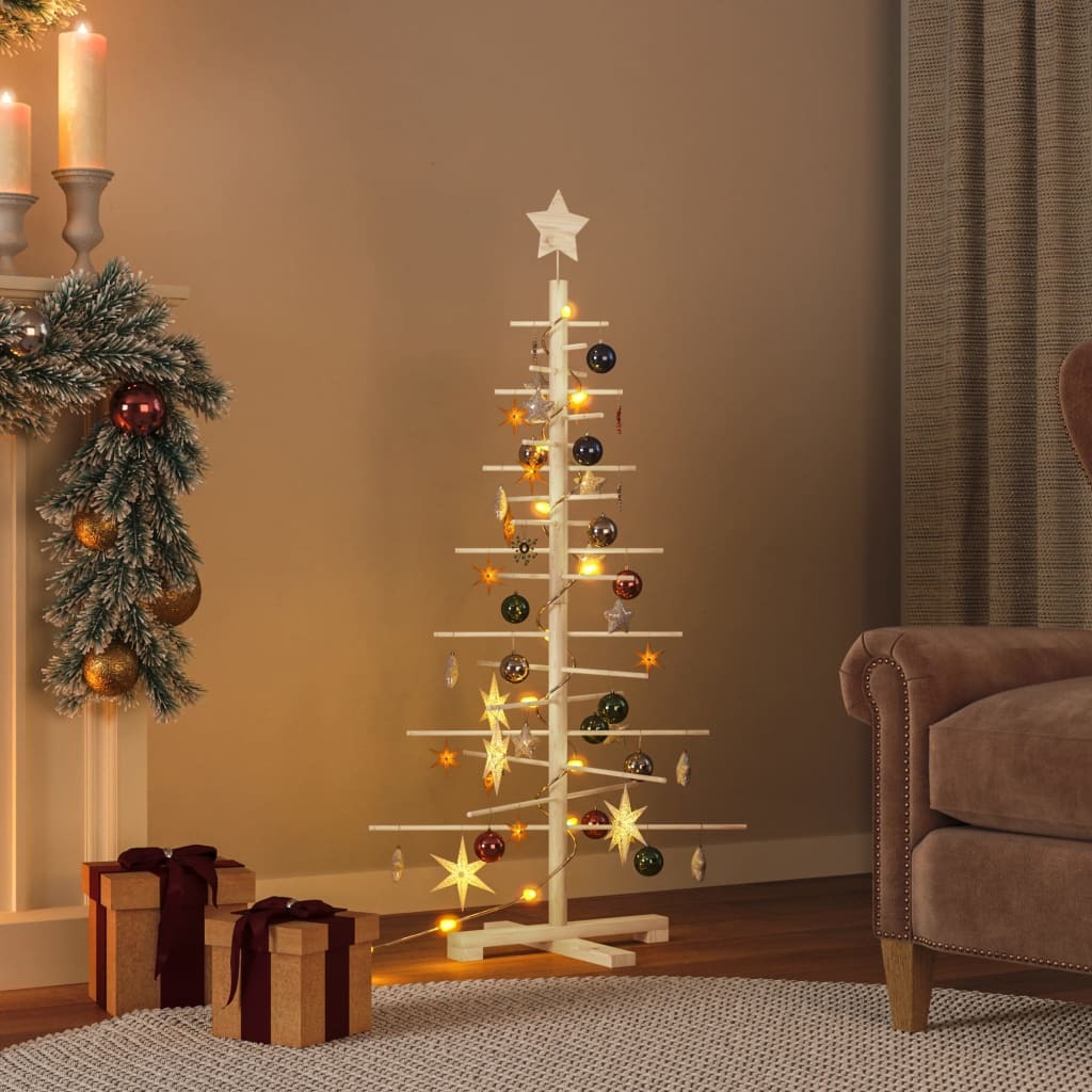 Wooden Christmas Tree for Decoration 49.2" Solid Wood Pine