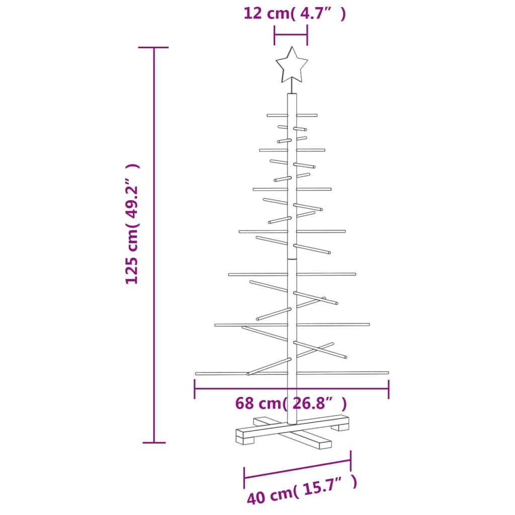 Wooden Christmas Tree for Decoration 49.2" Solid Wood Pine